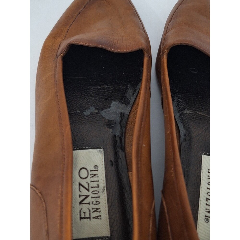 Enzo Angiolini Brown Leather Loafers Women's Sz 9M Slip On Made In Italy Luxury - Picture 6 of 12